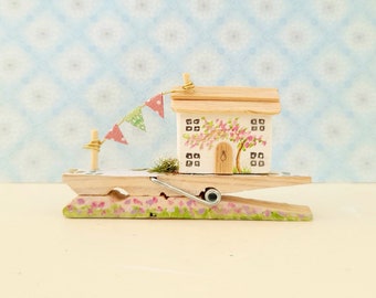 Clothes Peg Cottage Handmade Miniature Wooden House Decoration