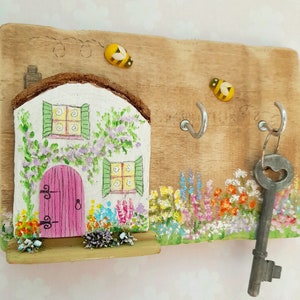 Fairytale Cottage Handmade Small Wooden Jewellery/Key Hooks Home Gift image 5