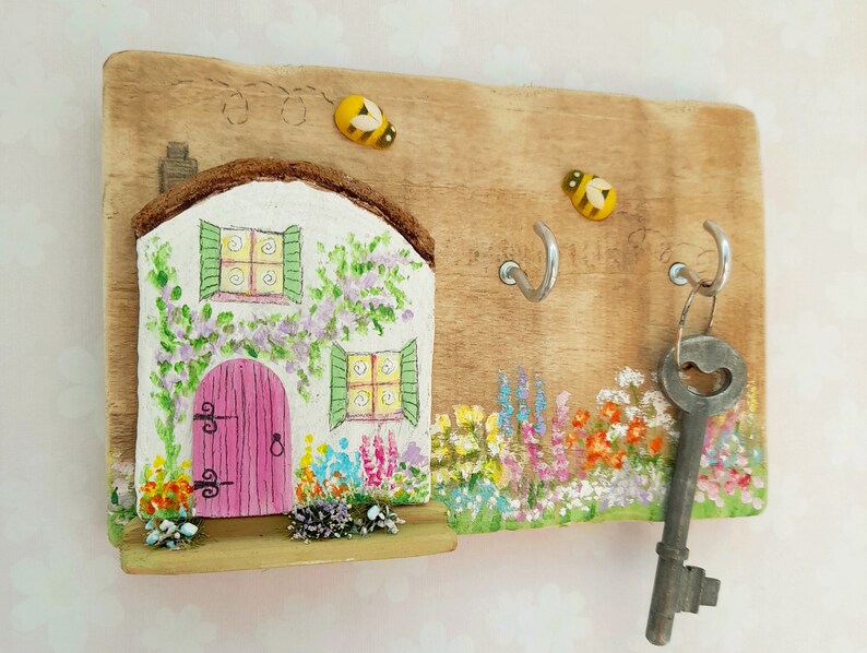 Fairytale Cottage Handmade Small Wooden Jewellery/Key Hooks Home Gift image 5