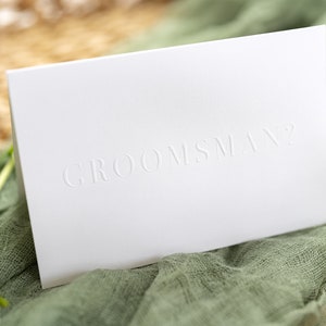 Will You Be My Groomsman Card - 4 x 6 Groomsmen-voorstelkaart met envelop - Blinde reliëfkaart stalknecht (enkele kaart)