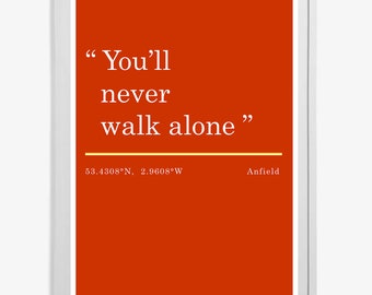 Affiche Liverpool FC - You'll Never Walk Alone - Paroles De Chanson Imprimée - Format A4 Ou A3