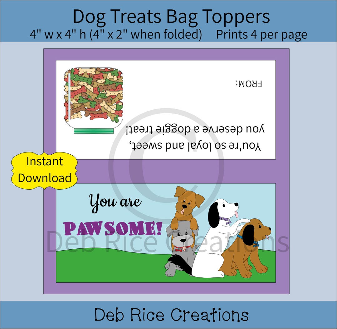 You Are PAWSOME Printable Bag Toppers Treats for Dogs, Dog Stocking ...