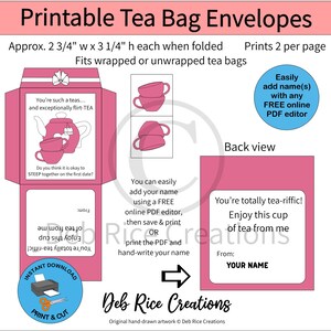 You're Such A Teas ティーバッグ封筒 - 印刷可能なティーバッグ封筒。バスケット、先生、同僚、新築祝いなどに最適です。