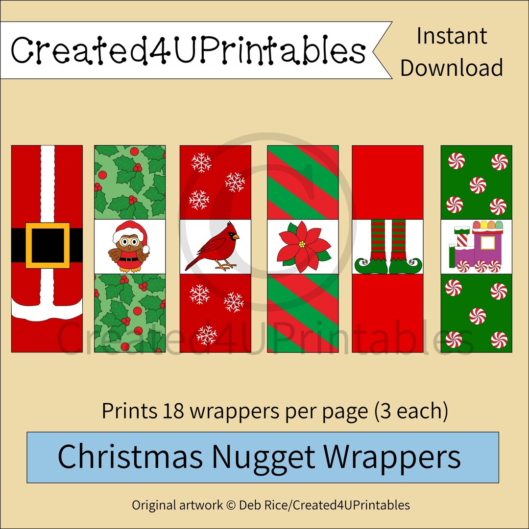Christmas Nugget Wrappers Printable Christmas Candy Nugget - Etsy