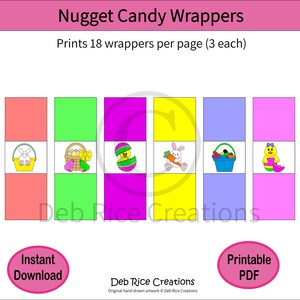 Easter Nugget Candy Wrappers - Baskets, Favors, Classroom Treats, Printable PDF