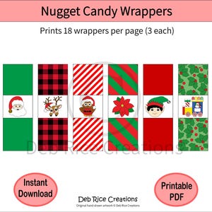 Christmas Nugget Candy Wrappers - Stocking Stuffers, Classroom/Office/Teacher Treats and more, Printable PDF