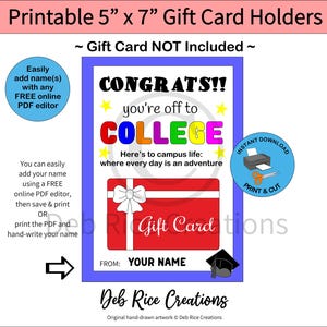 Porte-cartes universitaires - 5 x 7 po., parfaits pour les cartes-cadeaux des enfants qui vont à l'université