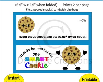 Thanks For Making Me One Slimme koekjestastoppers - Teacher Appreciation, afdrukbare pdf