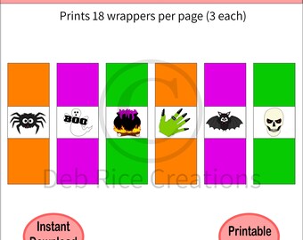 Halloween Nugget Candy Wrappers - Party Favors, Trick or Treats, Classroom Gifts and more, Printable PDF