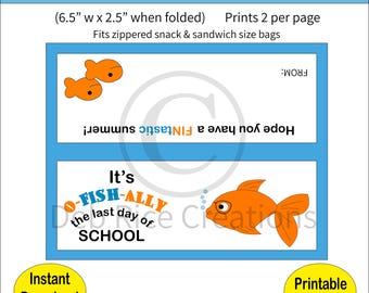 It's OFFICIALLY The Last Day of School Bag Toppers - Goldfish Cracker Treats, Printable PDF