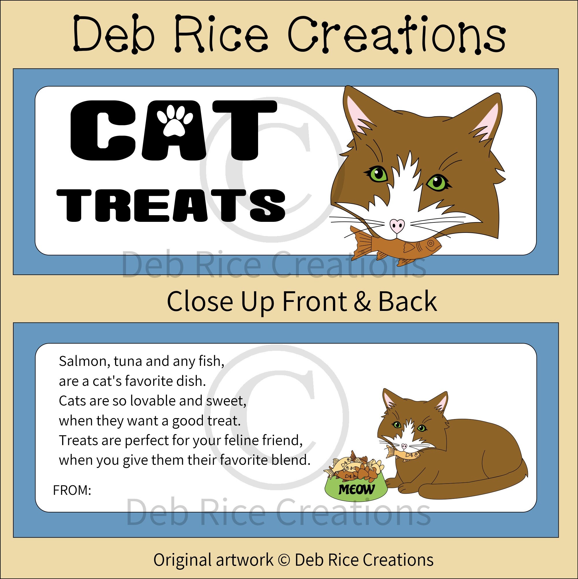 Cat Treats Bag Toppers Printable Cat Treat Bag Toppers, Instant Digital ...