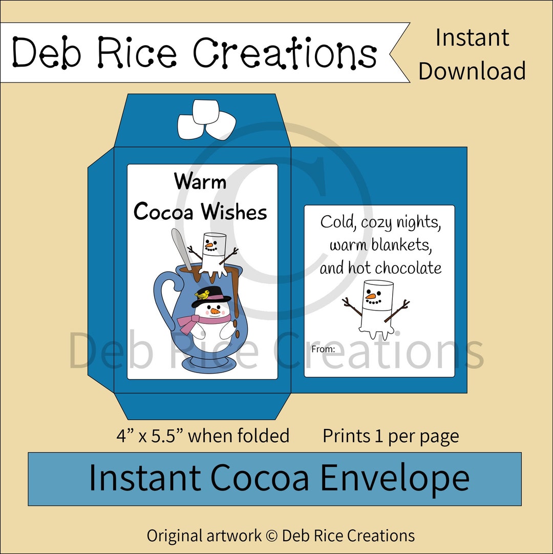 Warm Cocoa Wishes Envelope Printable Hot Chocolate Envelope - Etsy