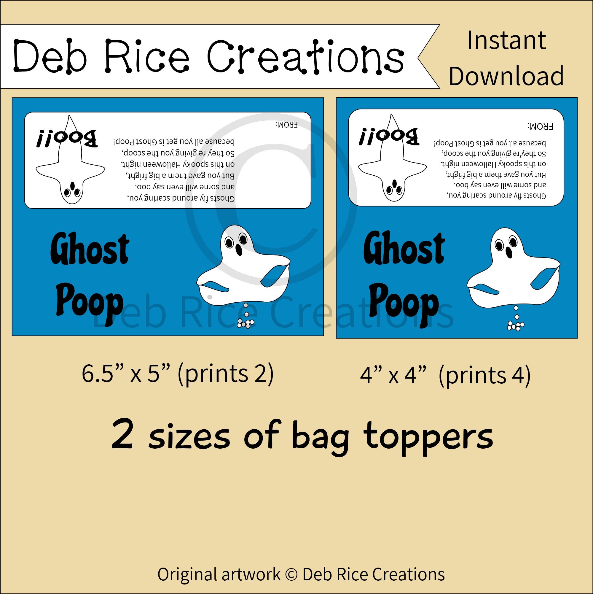 Ghost Poop Bag Toppers Printable Halloween Bag Toppers, Gag Gifts ...