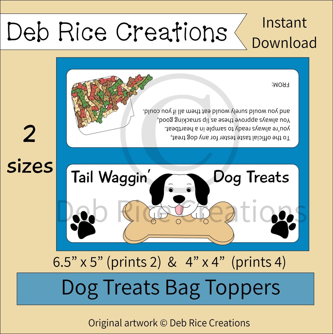 Tail Waggin' Dog Treats Bag Toppers Printable Dog Treat Bag Toppers
