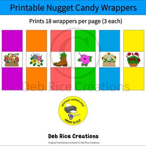 Involucri di caramelle a forma di pepita di fiori - Bomboniere, PDF stampabile