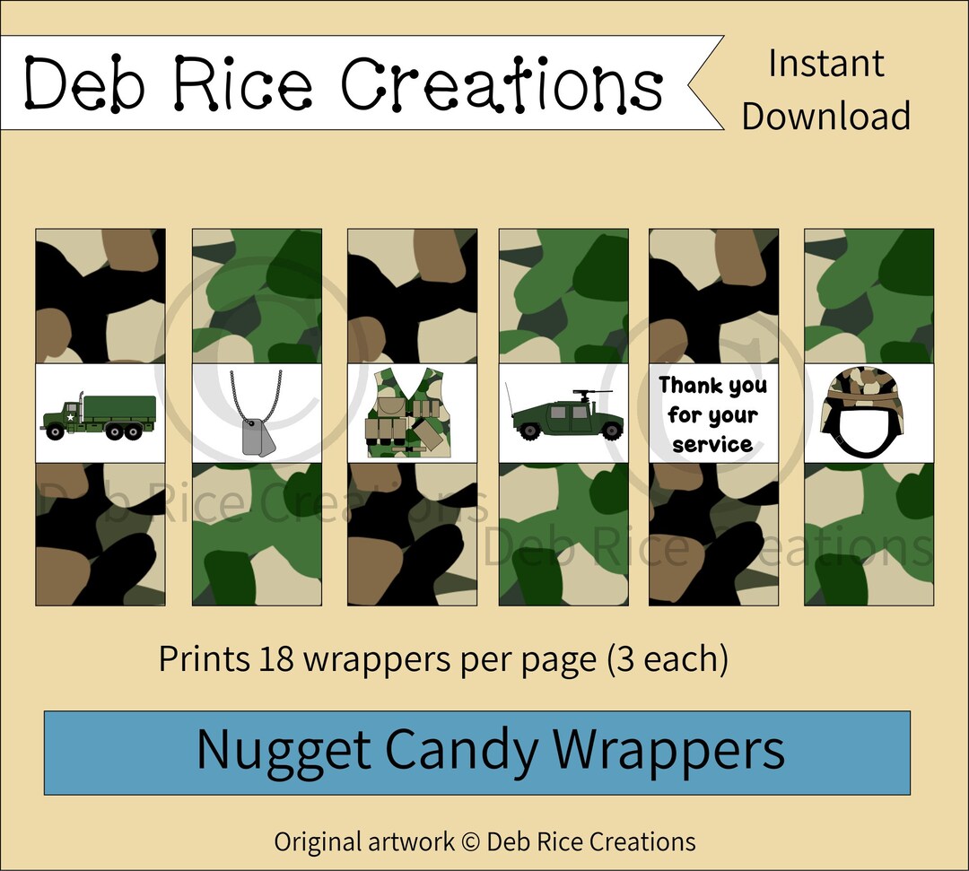 Military Nugget Candy Wrappers Printable Candy Nugget Wrappers, Thank a Vet for Their Service Etsy