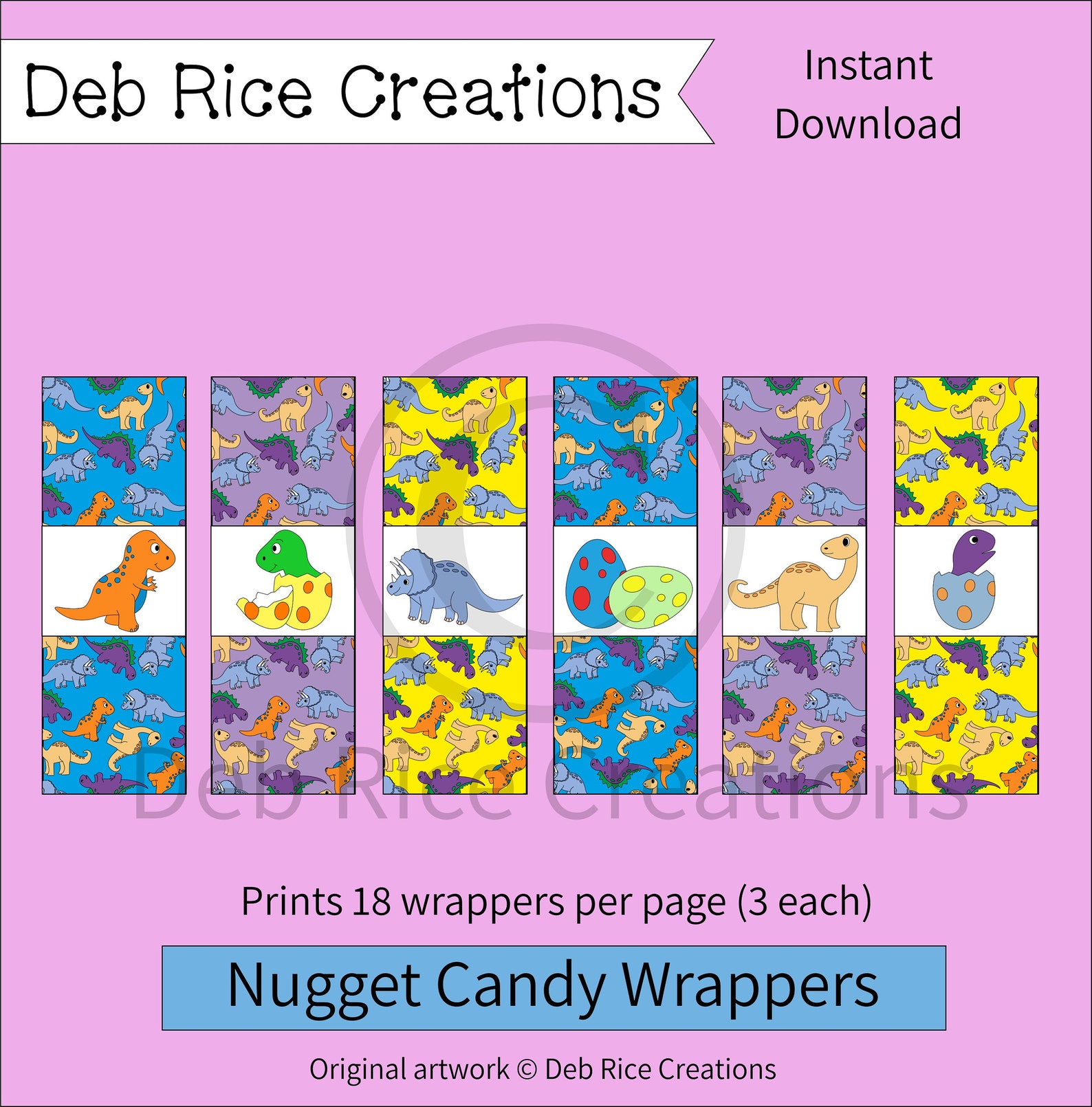 Dinosaur Nugget Candy Wrappers Printable Nugget Wrappers - Etsy