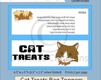 Cat Treats Bag Toppers - druckbare Leckerlibeutel für Katzen