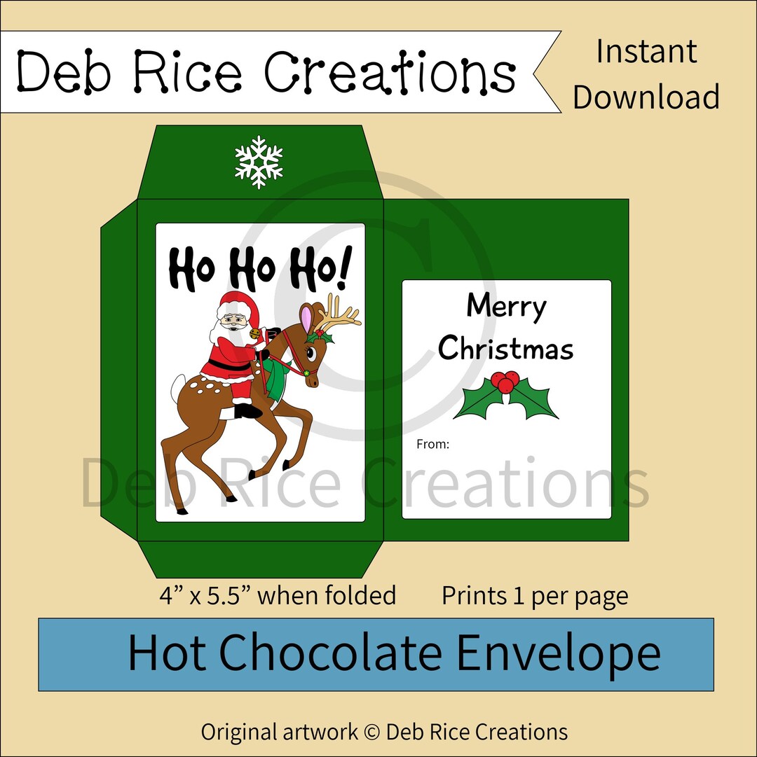 Ho Ho Ho Merry Christmas Hot Chocolate Envelope Printable - Etsy