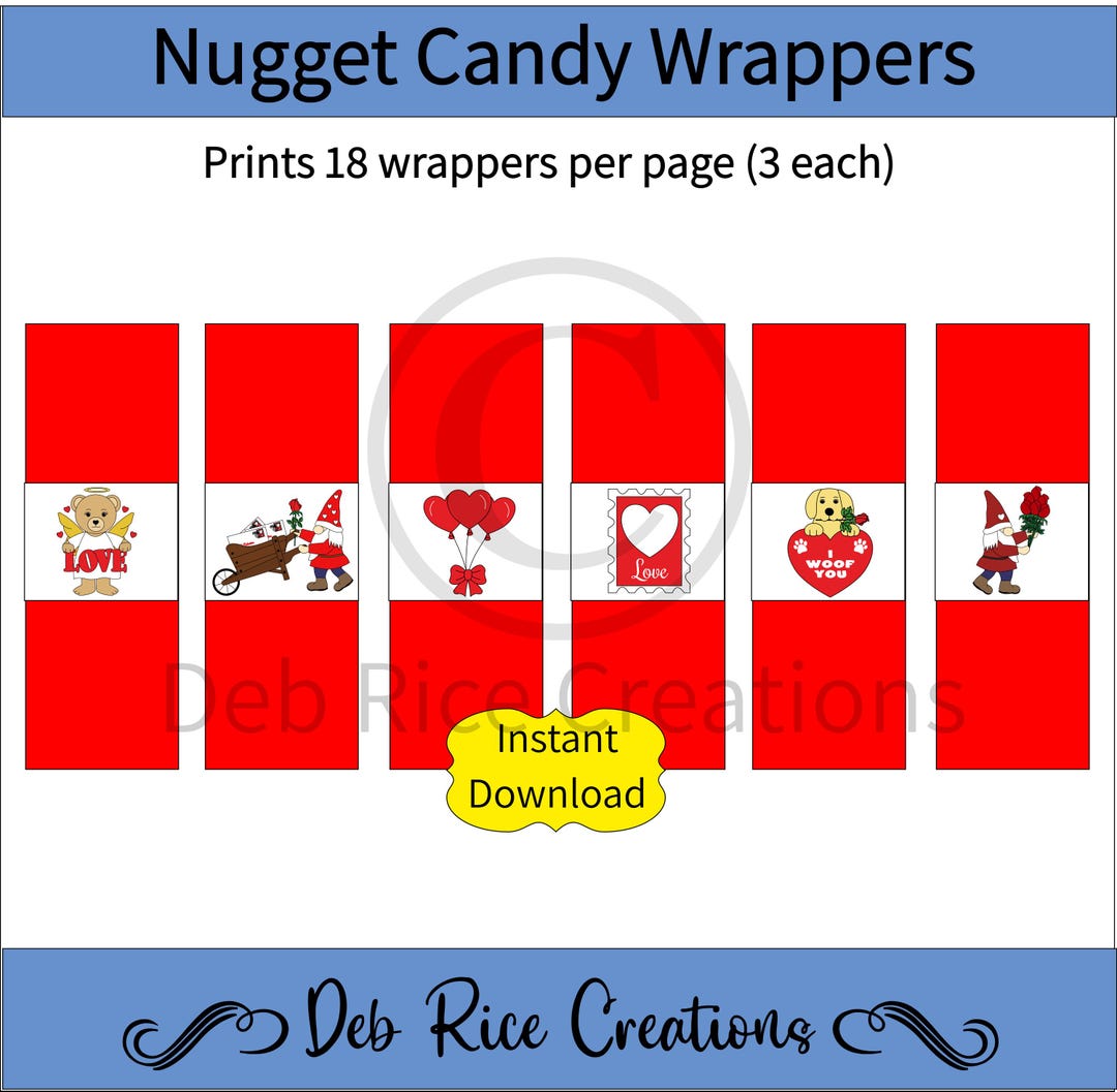 Valentine Printable Nugget Candy Wrappers Great for Classroom/teachers ...