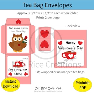 Valentine's Day Owl Tea Bag Envelopes - Tea Lover Gift
