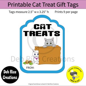 Cat Treats Gift Tags: PDF printable