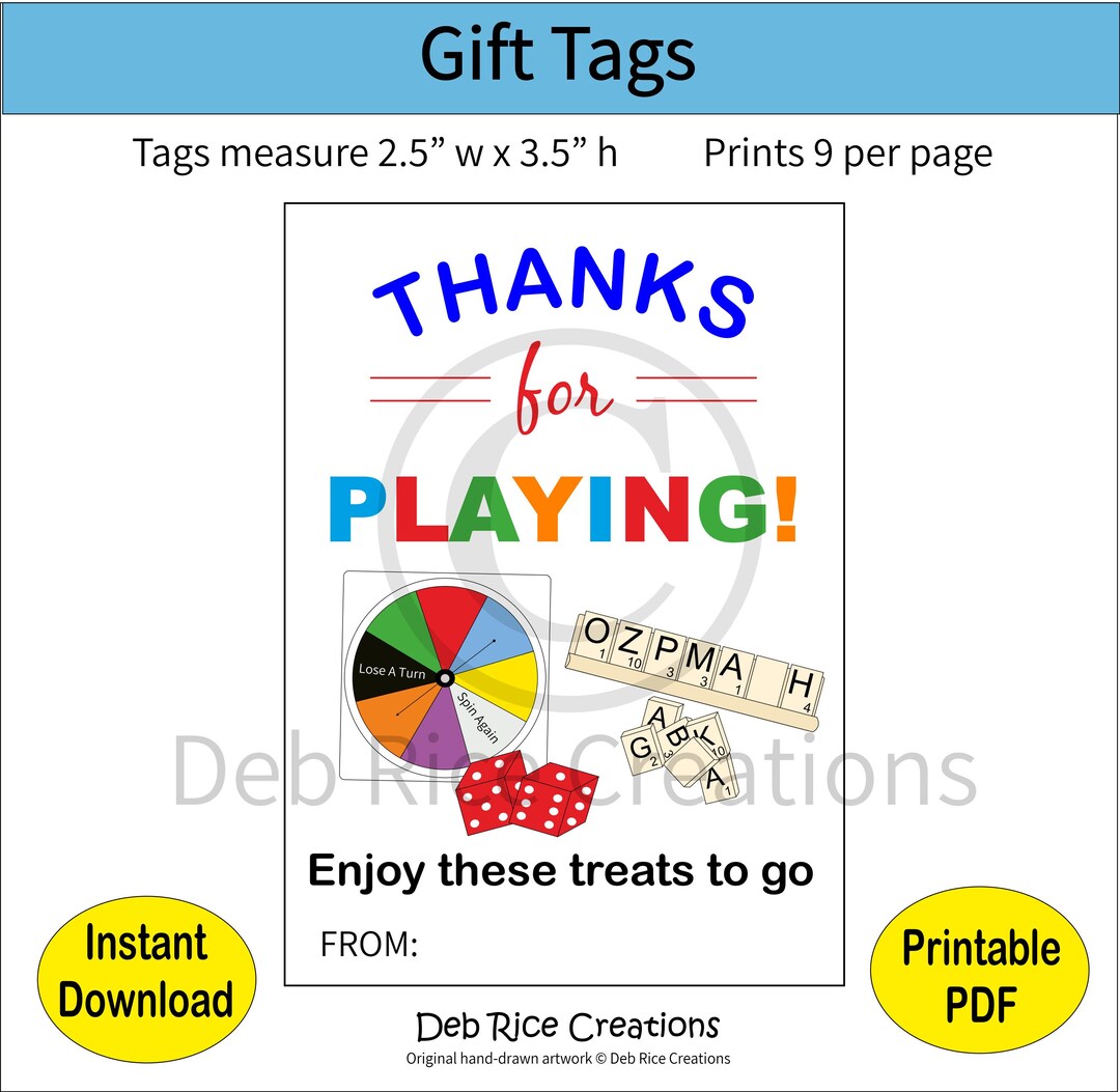Game Night Gift Tags - Party Favors, Friends/family Games Treats and ...