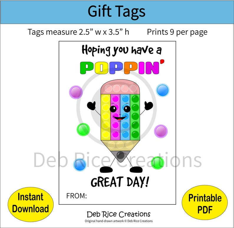 Etykiety prezentowe Fidget Pop It – prezenty dla klasy/przyjaciół zdjęcie 1