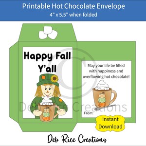 Happy Fall Y'all Printable Hot Cocoa Envelope Great for Hot Chocolate ...