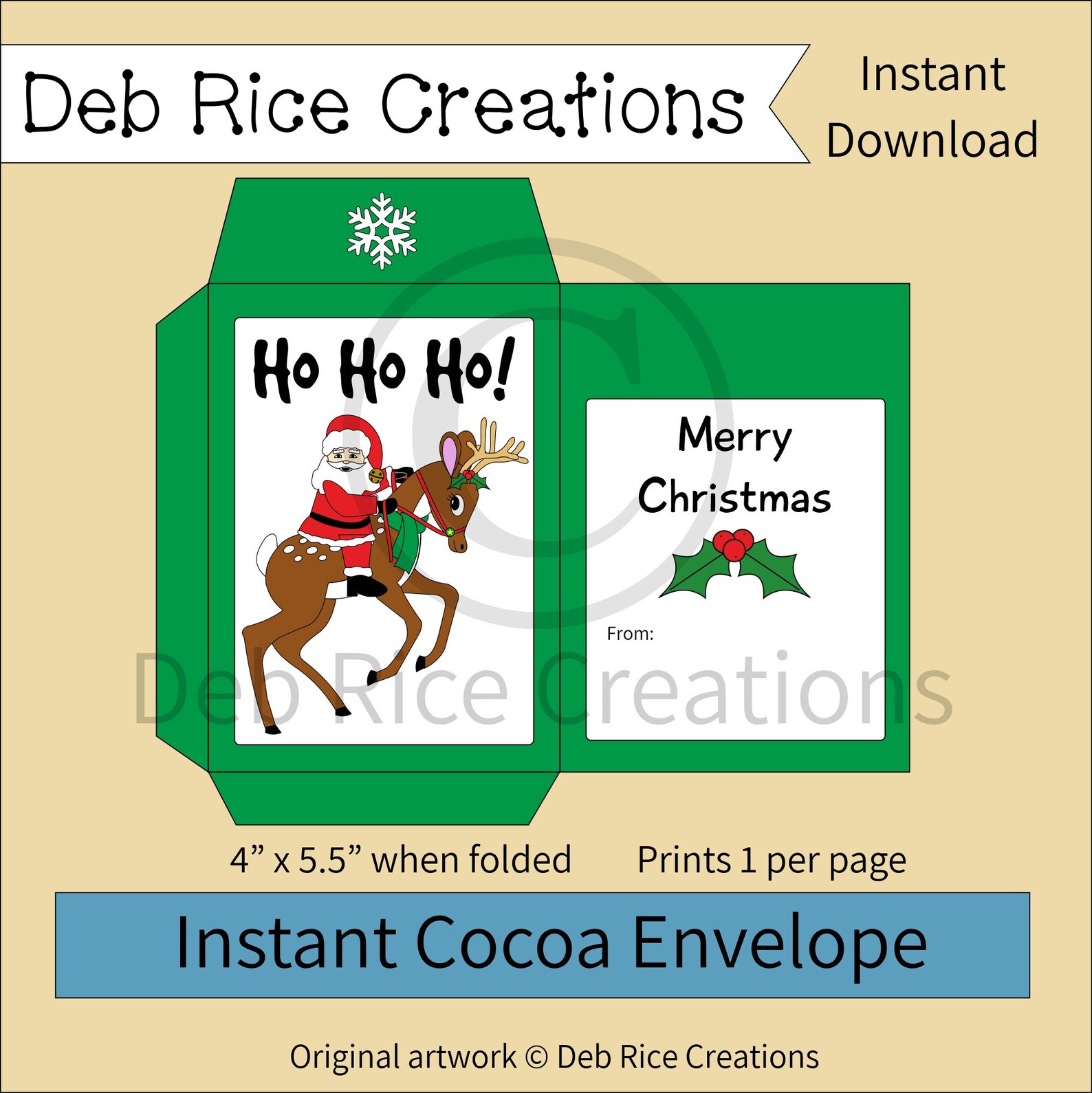 Ho Ho Ho Merry Christmas Hot Cocoa Envelope Printable Hot Chocolate ...