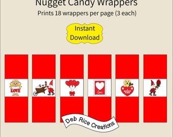 Digital Printable Hershey Nugget Candy Wrappers Valentine Candy Wrapper ...