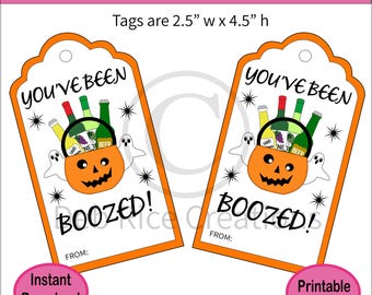 Wijn- of alcoholflesetiketten met de tekst "You've Be Boozed" - Gastgeschenk, drinkmaatje, printbaar PDF-bestand