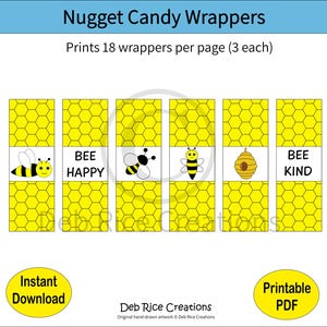Bees Nugget Candy Wrappers - Party Favors, ClassroomOffice Treats and more