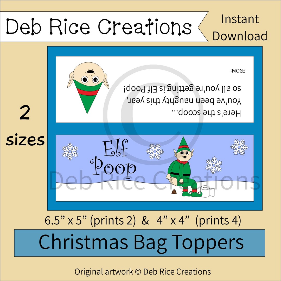 Elf Poop Gag Gift Bag Toppers Printable Christmas Bag - Etsy