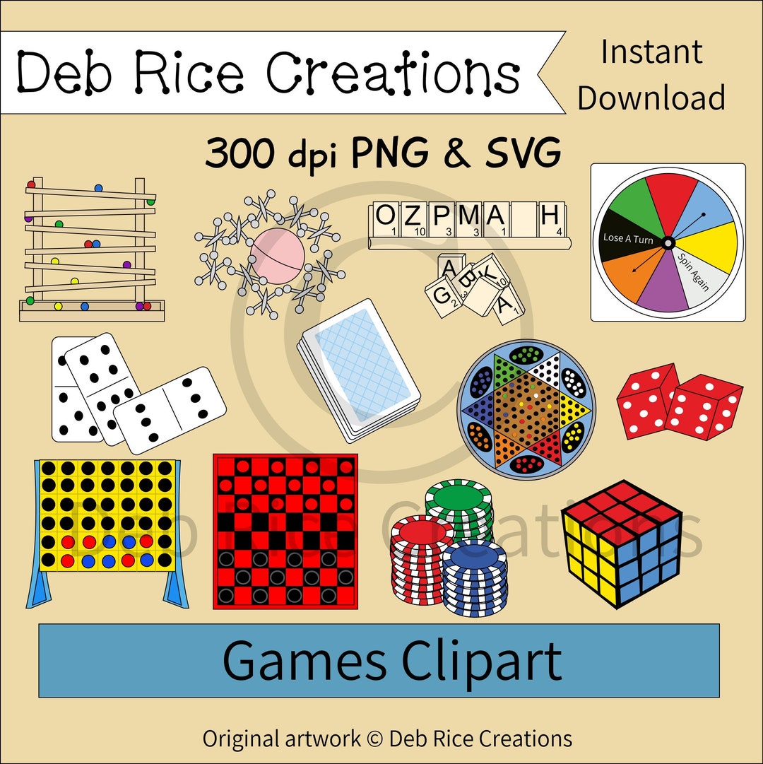 Games Clipart Letter Tiles Jacks Marble Roller Connect Etsy