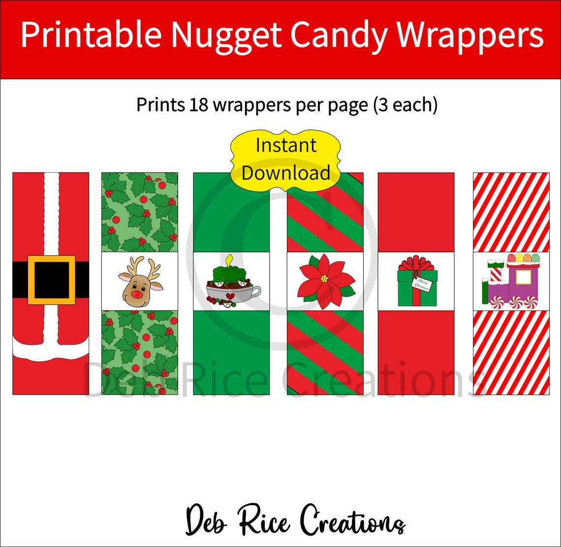 Christmas Printable Nugget Candy Wrappers Great for Party Favors ...
