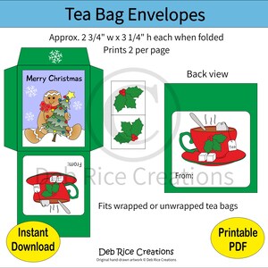 Merry Christmas Tea Bag Envelopes - Tea Lover Gifts, Stocking Stuffers