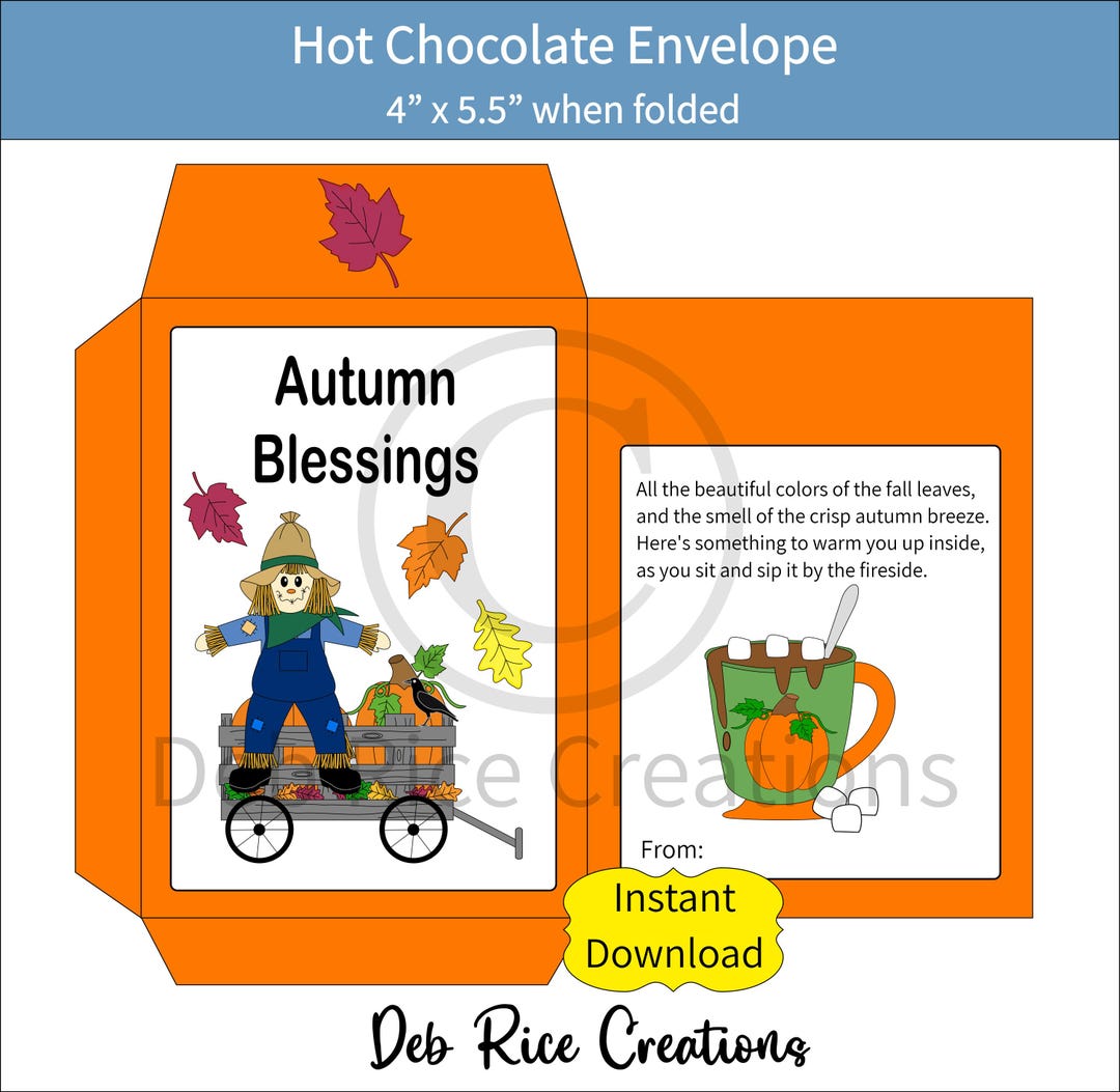 Autumn Blessings Printable Hot Cocoa Envelope Great for Hot Chocolate ...