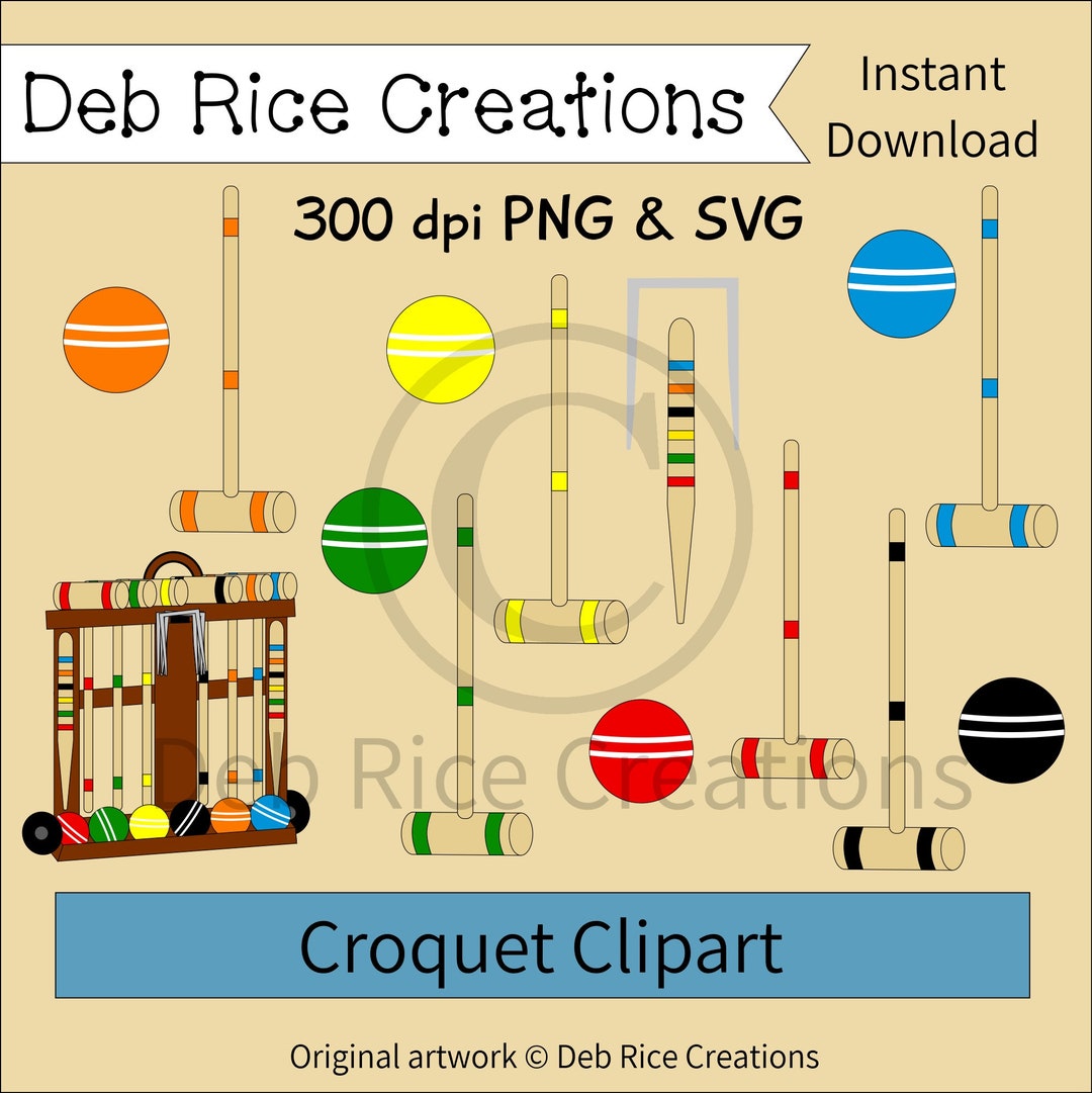 Croquet Clipart Croquet Set Croquet Mallets Croquet Balls Etsy