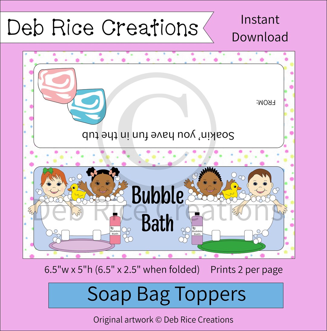 Kids Bubble Bath Printable Bag Toppers Bubble Bath Bars for Kids ...