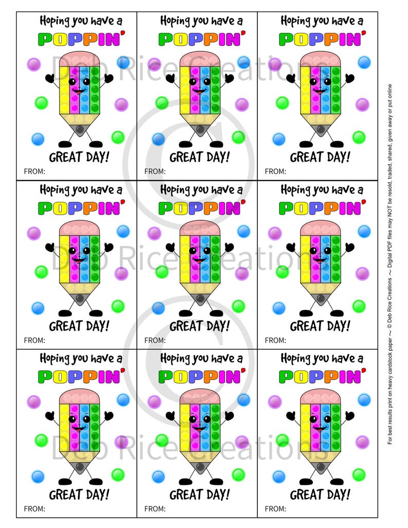 Etykiety prezentowe Fidget Pop It – prezenty dla klasy/przyjaciół zdjęcie 2