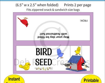 Bird Seed Bag Toppers - Backyard Bird Lovers, Printable PDF