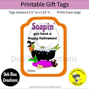 Soapin' You Have A Happy Halloween Gift Tags - gift tags for handmade or store-bought soap, bubble bath, bath bombs or liquid soap tags
