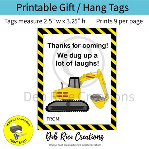 Construction Party Tags - great tags for construction themed party favors, birthday parties and more