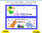 Dinosaur Party Bag Toppers - Birthdays, Party Favors, Printable PDF