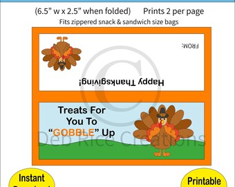 Adornos para bolsas de golosinas para devorar: golosinas para el aula, recuerdos de fiesta, PDF imprimible