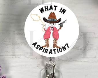 What in Aspiration Badge Reel | Funny Cute Badge Reel | Retractable ID Badge Holder | Funny Nurse Badge Clip Topper