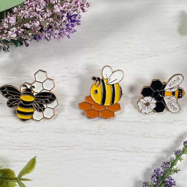 Honey Bee Enamel Lapel Badge Pin - Bee Kind - Cute Pins for Backpack or Jacket