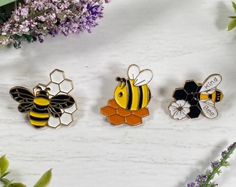 Honey Bee Enamel Lapel Badge Pin - Bee Kind - Cute Pins for Backpack or Jacket