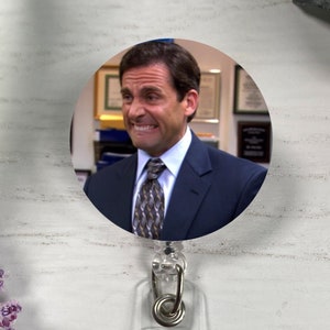 Funny Badge Reel | Badge Reel | Medical ID Badge | The Office Michael Scott | Nurse Badge Reel Carabiner Funny | Badge Holder | Funny Gift